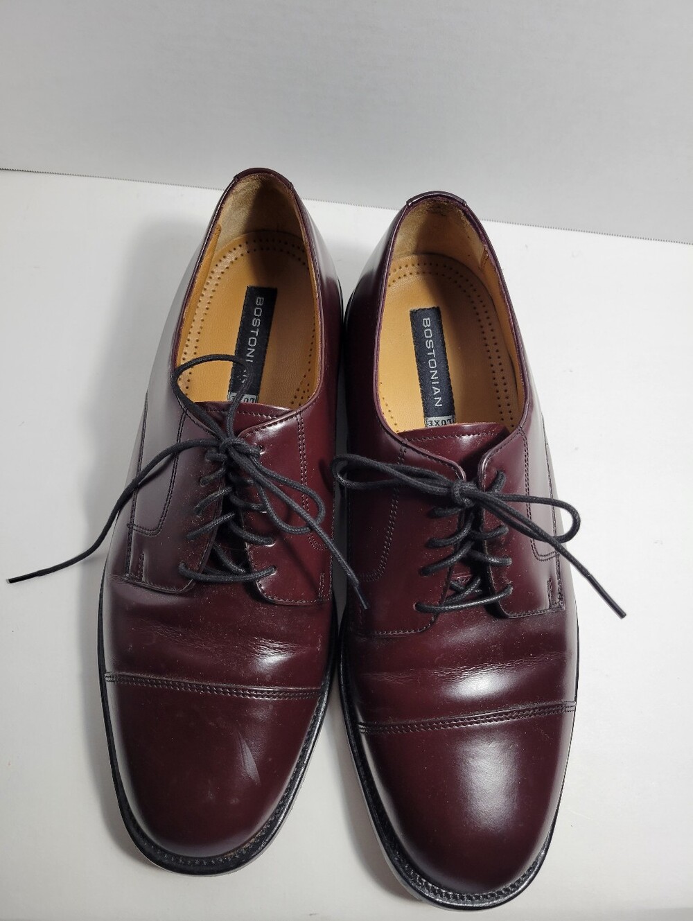 Bostonian Luxe Burgundy Leather Cap Toe Oxfords Men's 9 W Lace Up Dress Shoes